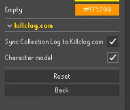 Kill Clog RuneLite settings with Collection Log sync and Character model enabled